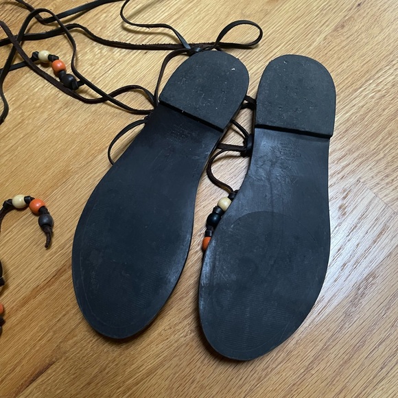 Zara Dark Brown Sandals with Beaded Accents in Suede Leather 37 (US 6.5 - 7) - Picture 8 of 8